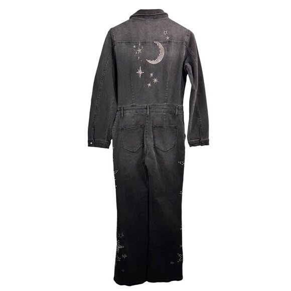 Free People x Driftwood Celestial‎ Jumpsuit embroidered flare 90s goth sz M - Picture 3 of 9